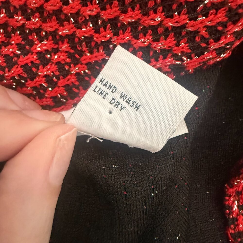 Alfred Dunner Petite Red & Black Metallic Knit Zip-Front Jacket | Size 12P - Picture 11 of 12